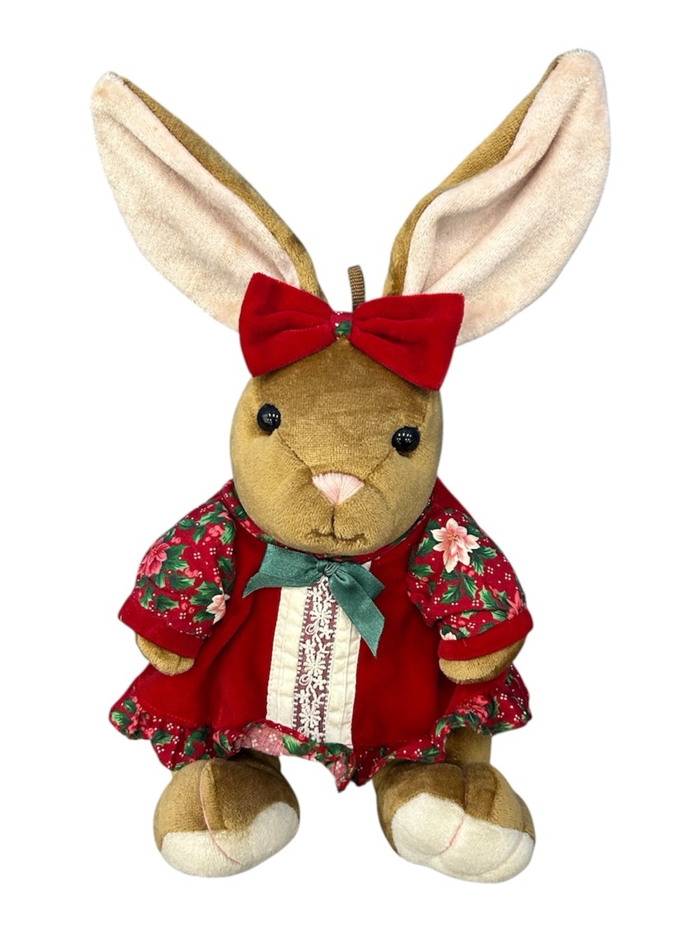 Vtg 1995 Commonwealth Velveteen Rabbit Plush Christmas Stuffed Animal Toy Bunny